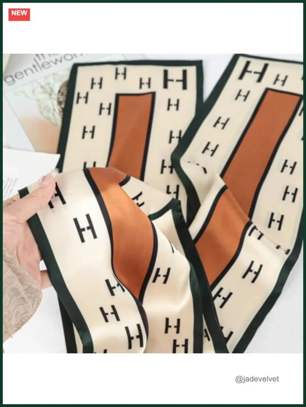 Silk Feel Polyester Printed Fashion Scarf Head Wrap Hair Band Multifunctional